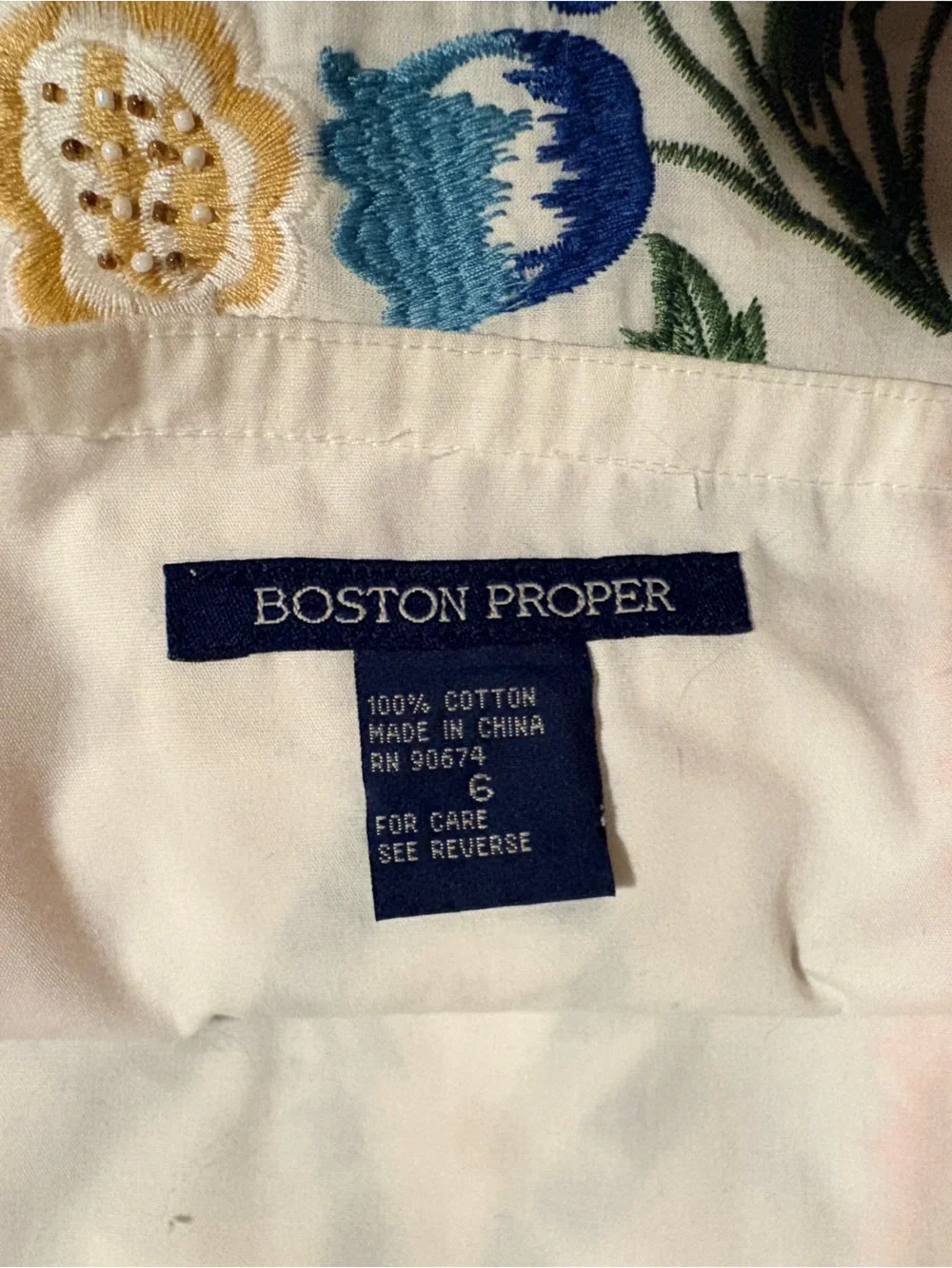 Boston Proper Embroidered Floral Midi Skirt - Size 6 - Picture 5 of 8